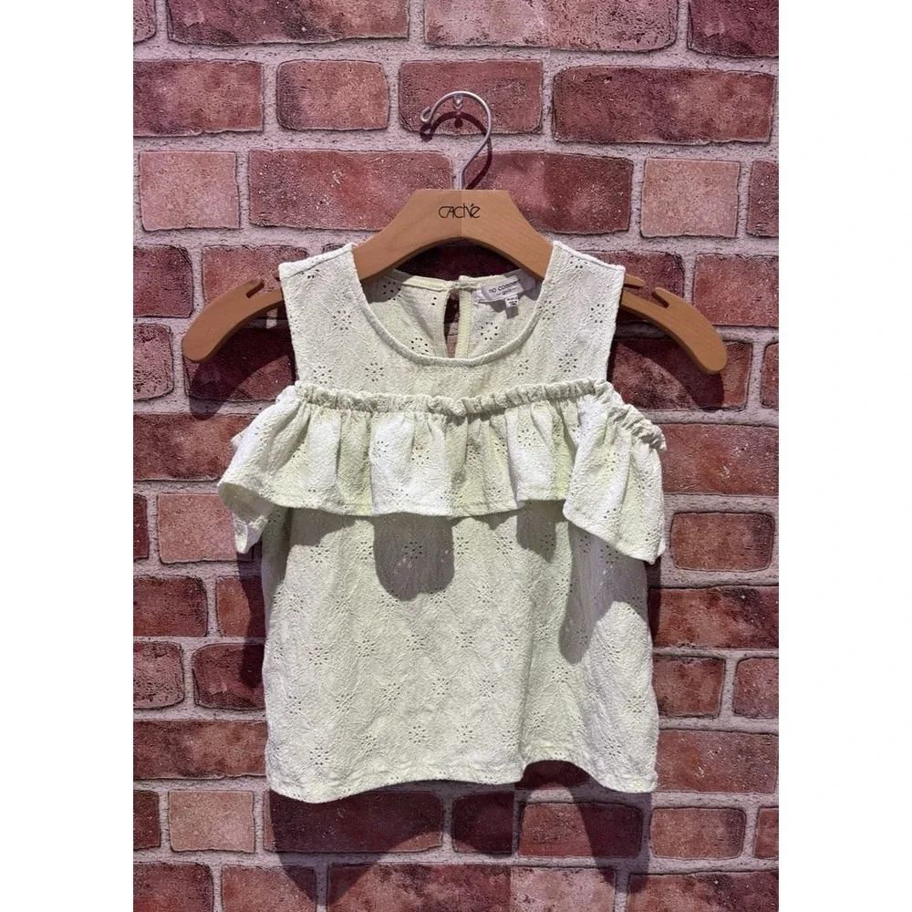 No Comment Top Girls Toddler M 10-12 Sleeveless Pastel Green Embroidery Ruffle‎